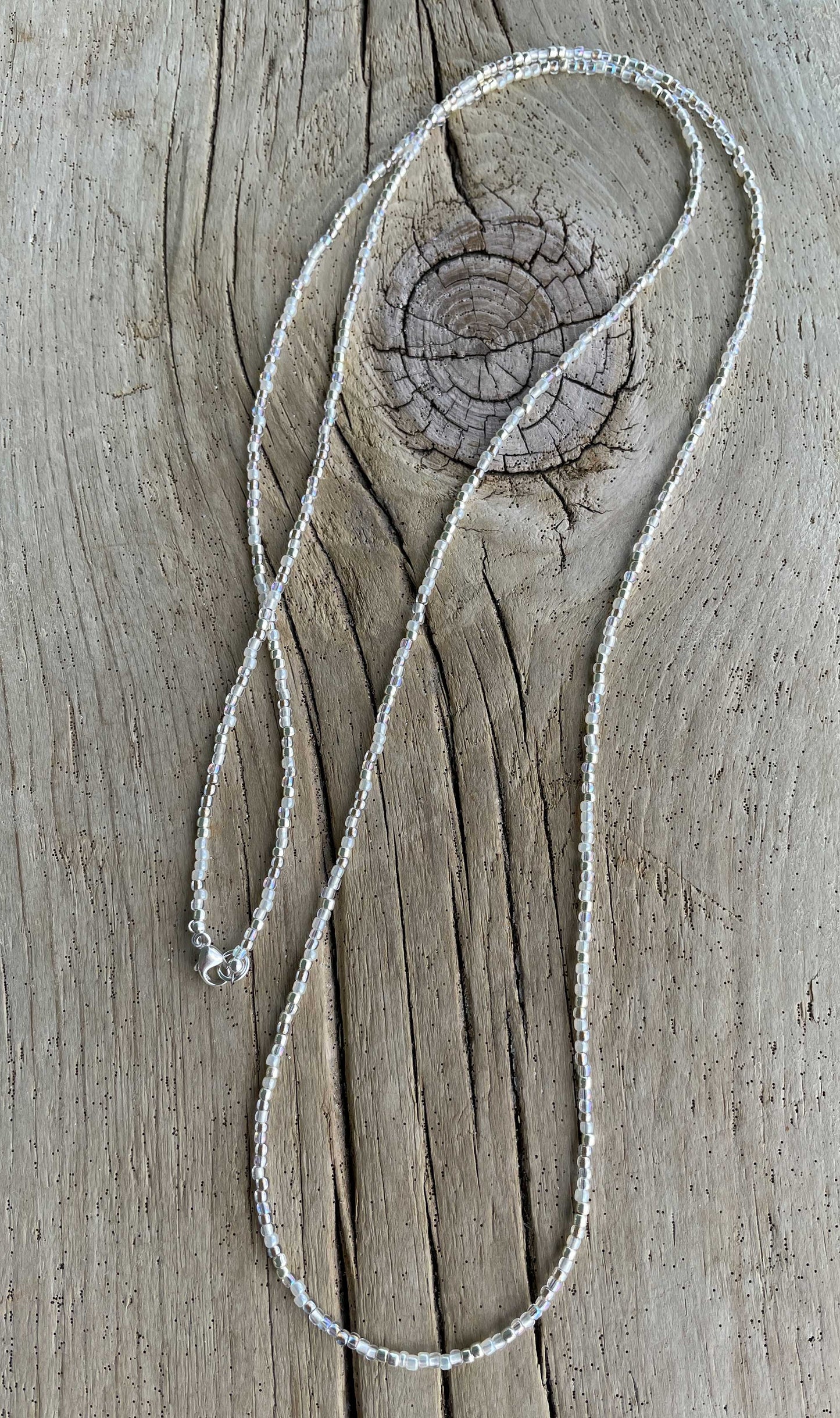 Gold Silver White Seed Bead Necklace, Thin 1.5mm Single Strand