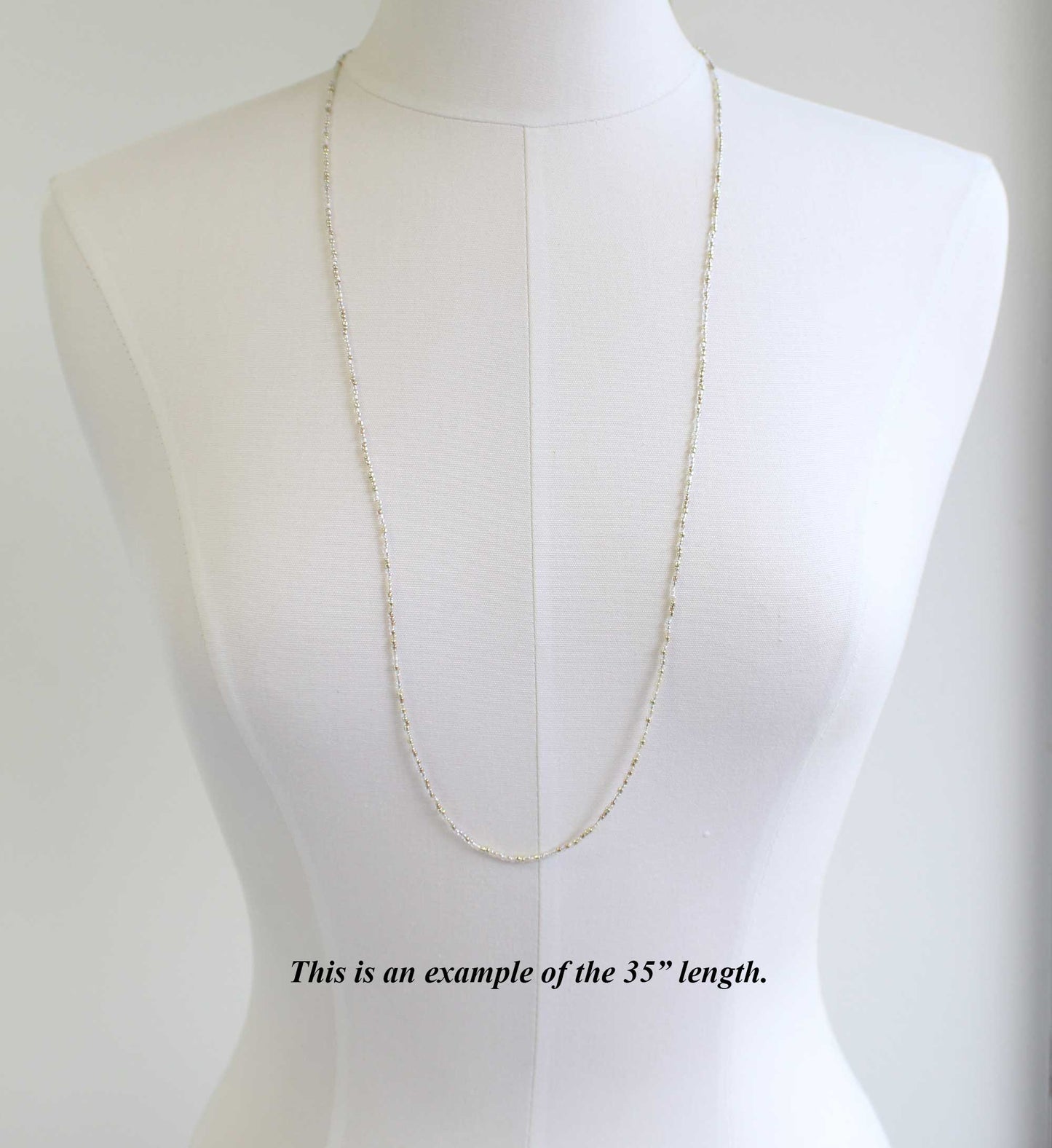 Gold Silver White Seed Bead Necklace, Thin 1.5mm Single Strand