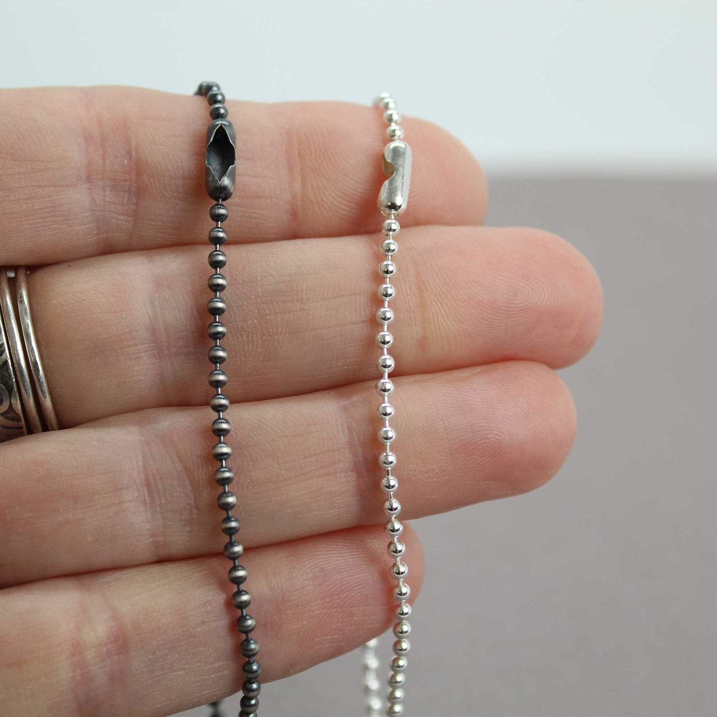 2mm Sterling Silver Bead Ball Chain Bracelet or Necklace
