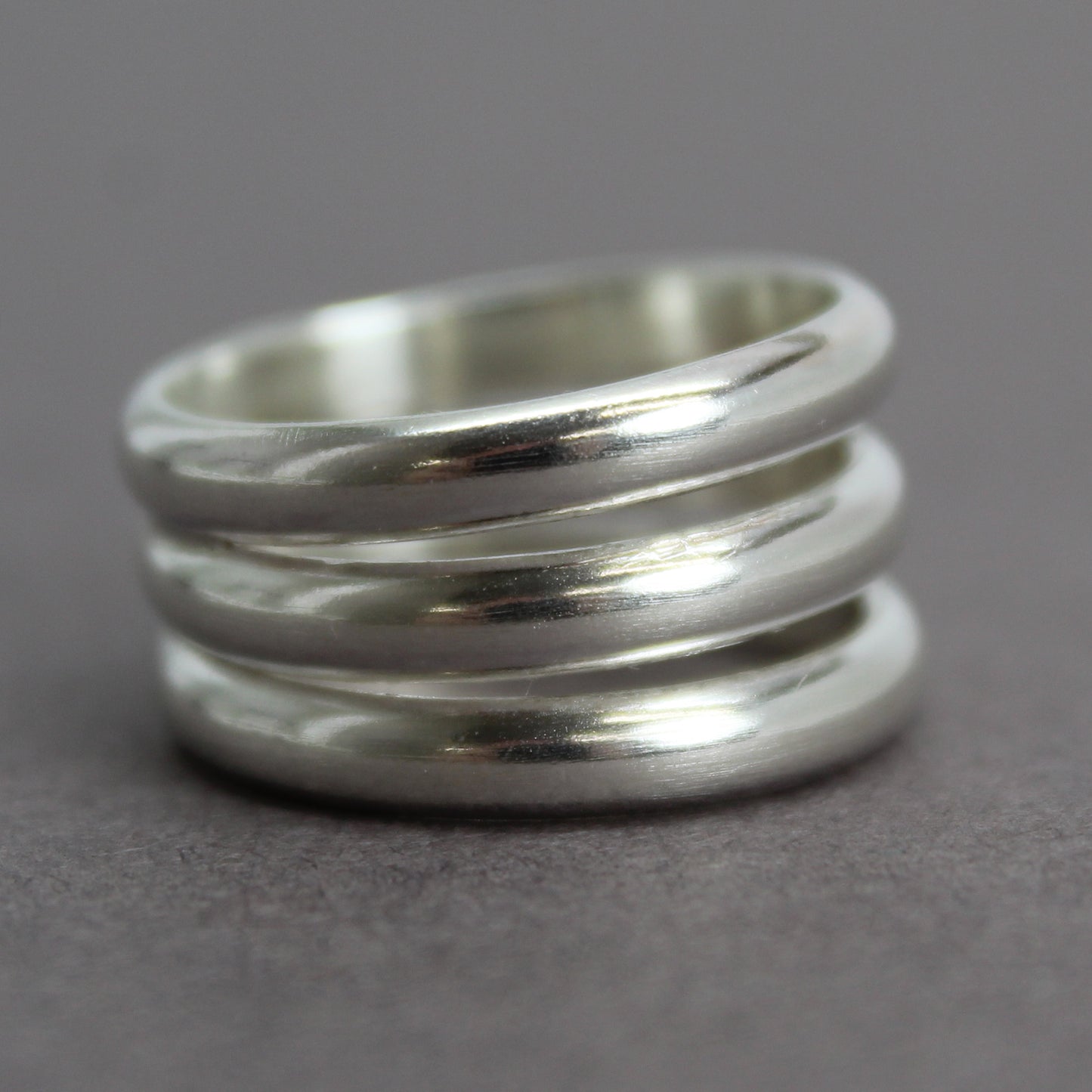 Three Sterling Silver Stacked Ring Band, Size 7 US