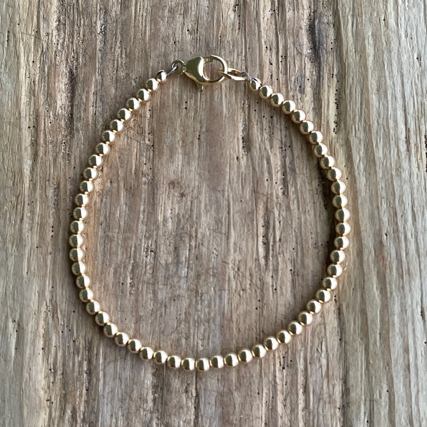 3mm 14K Gold Filled Bead Bracelet with Clasp