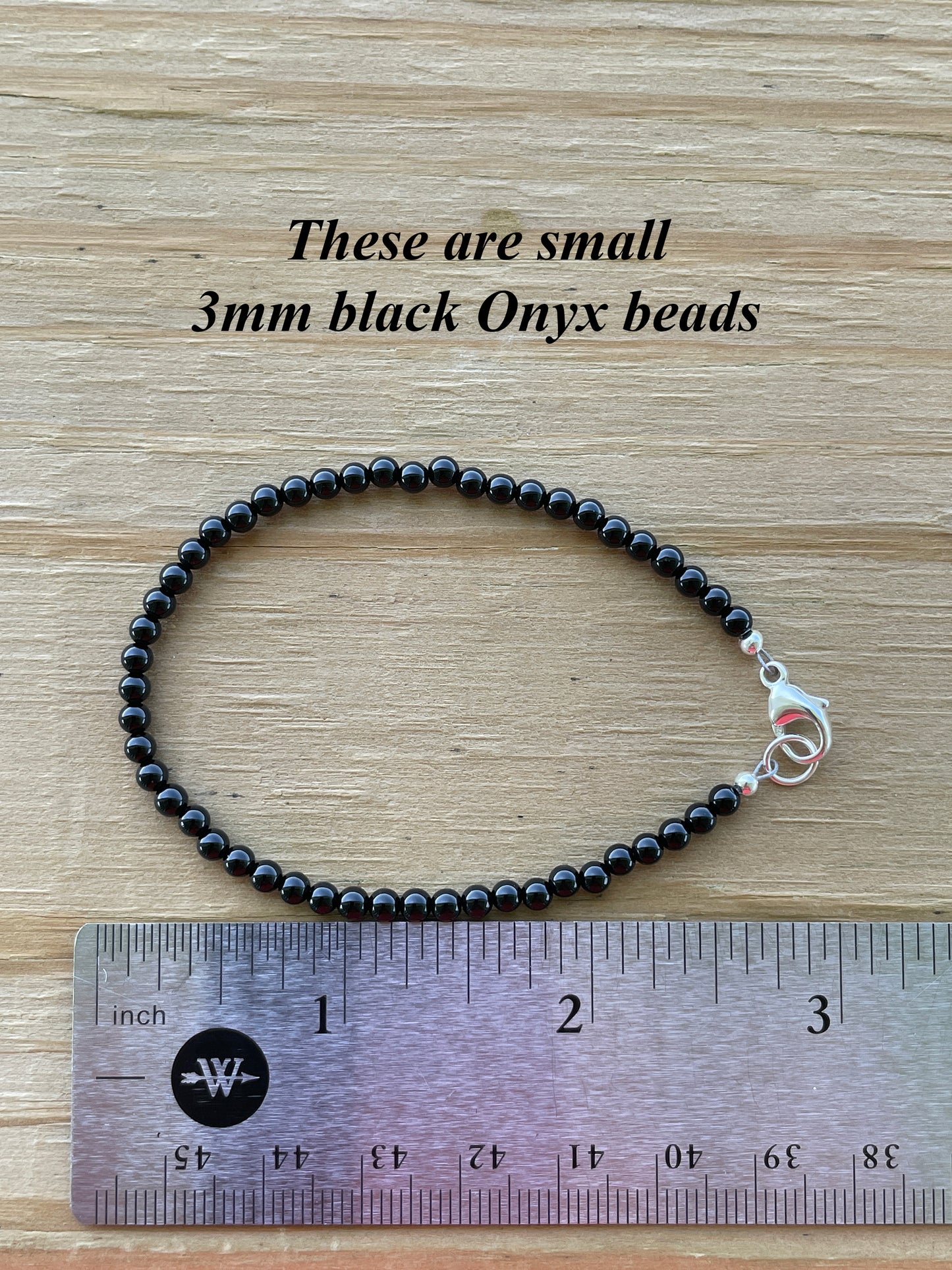 3mm Black Onyx Bead Bracelet