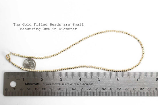 3mm Yellow Gold Filled Bead Necklace Strand