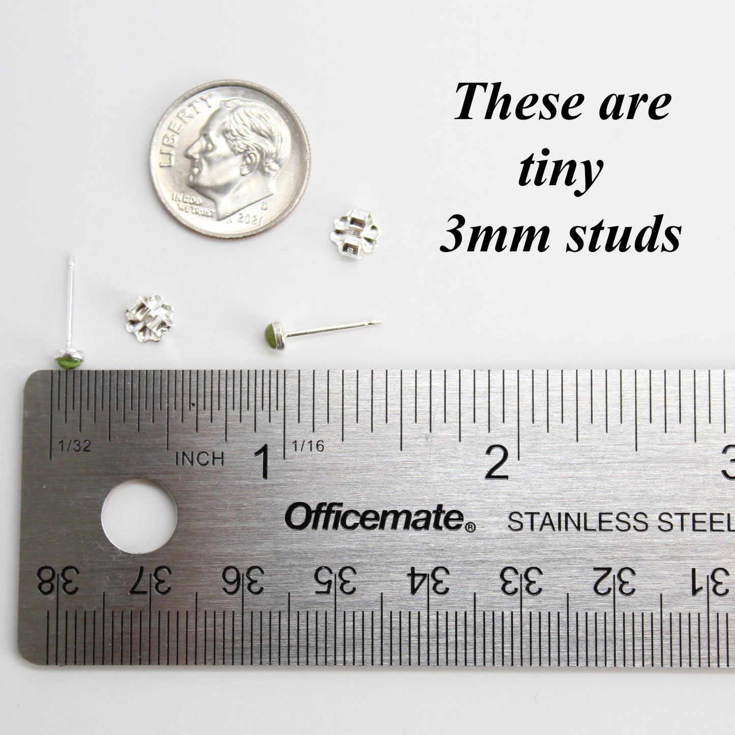 3mm Peridot Stud Earrings