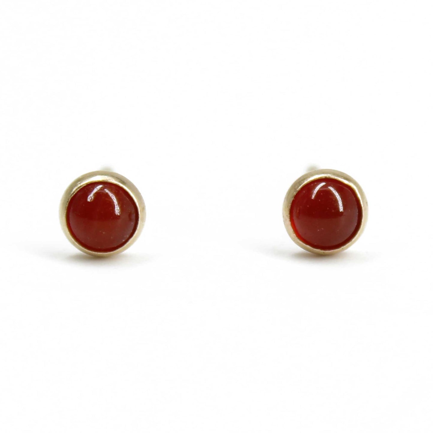 Tiny 3mm Red Carnelian Stud Earrings
