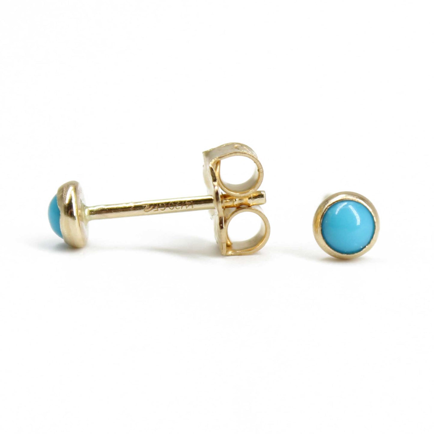 Tiny 3mm Blue Turquoise Stud Earrings