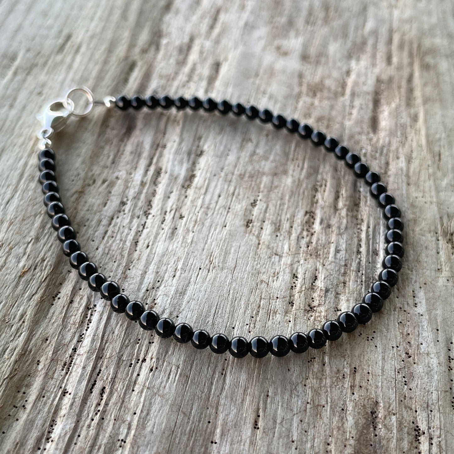 Dainty Black Beaded Bracelet