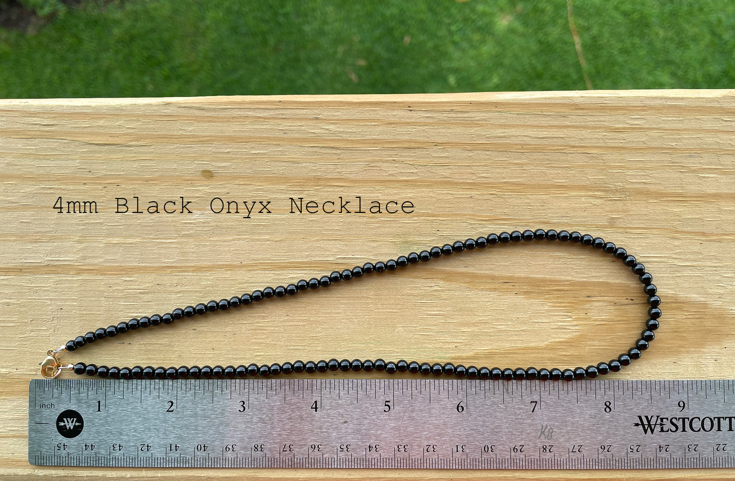 Handmade Black Onyx Bead Necklace 