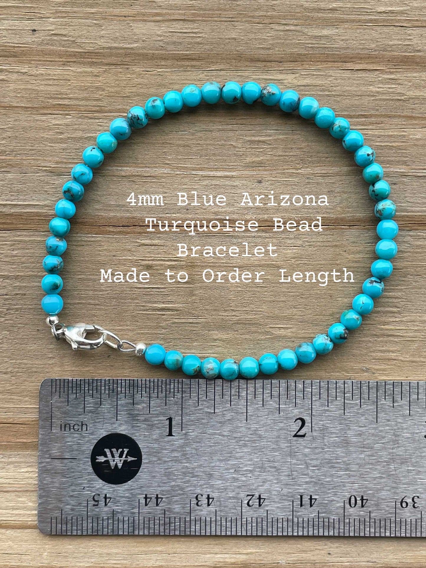 Genuine 4mm Blue Turquoise Bead Bracelet made to order Lengths