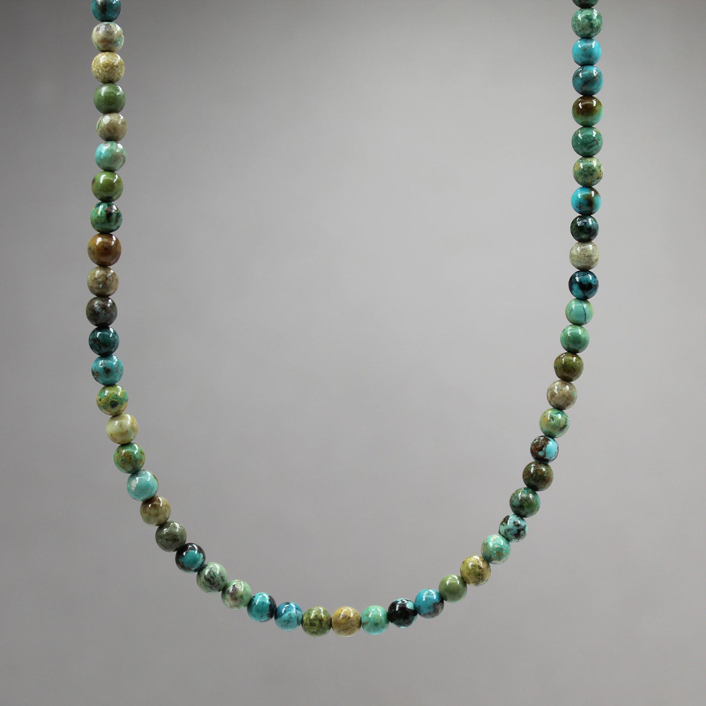 Genuine 4mm Blue Green Brown Turquoise Bead Necklace