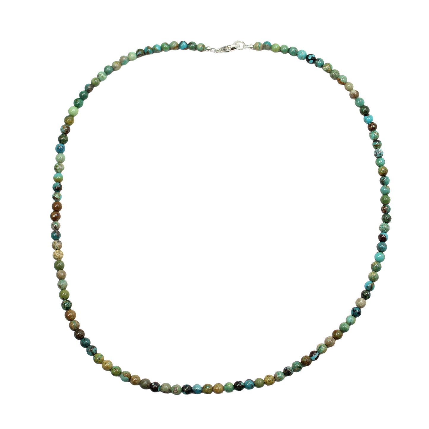 Genuine 4mm Blue Green Brown Turquoise Bead Necklace