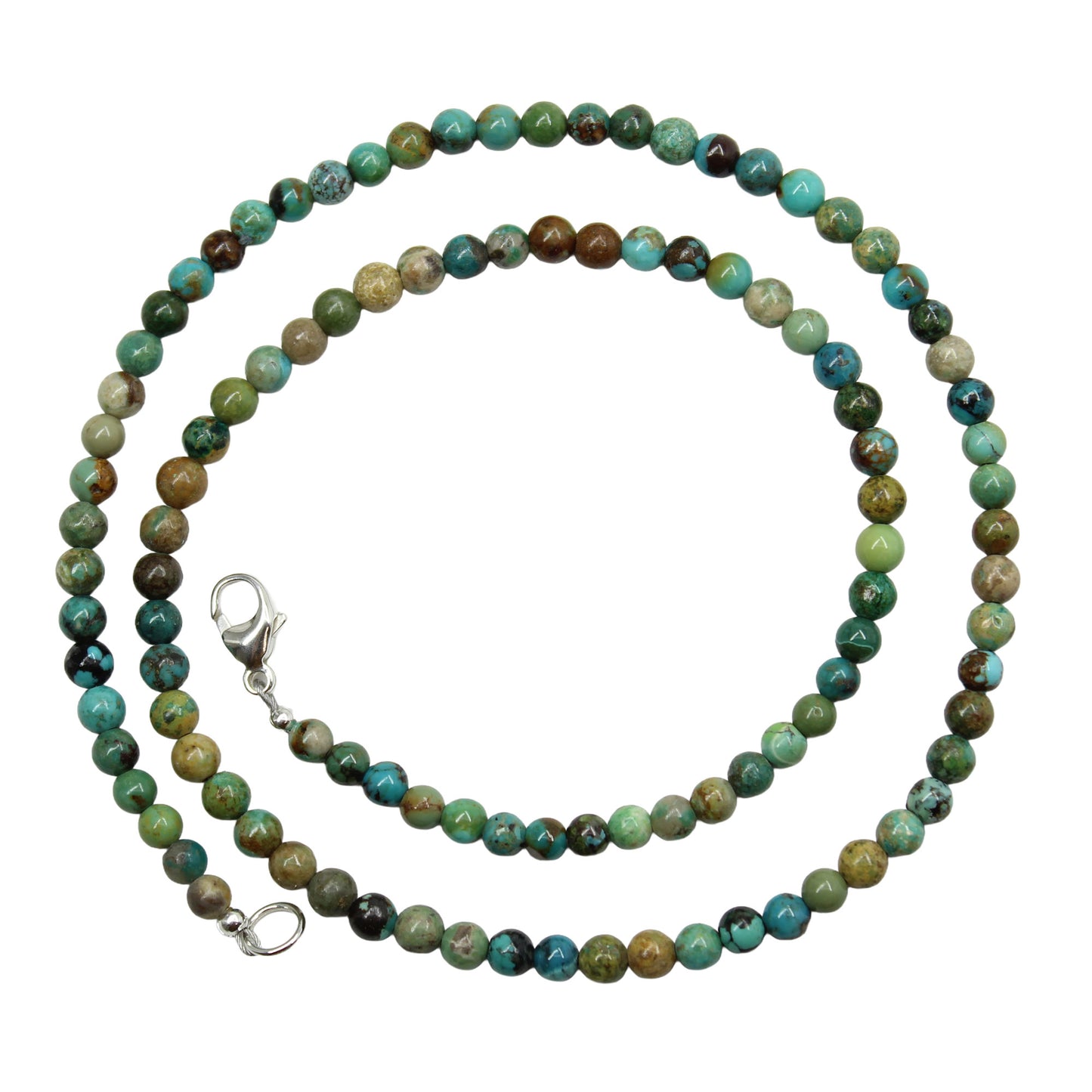 Genuine 4mm Blue Green Brown Turquoise Bead Necklace