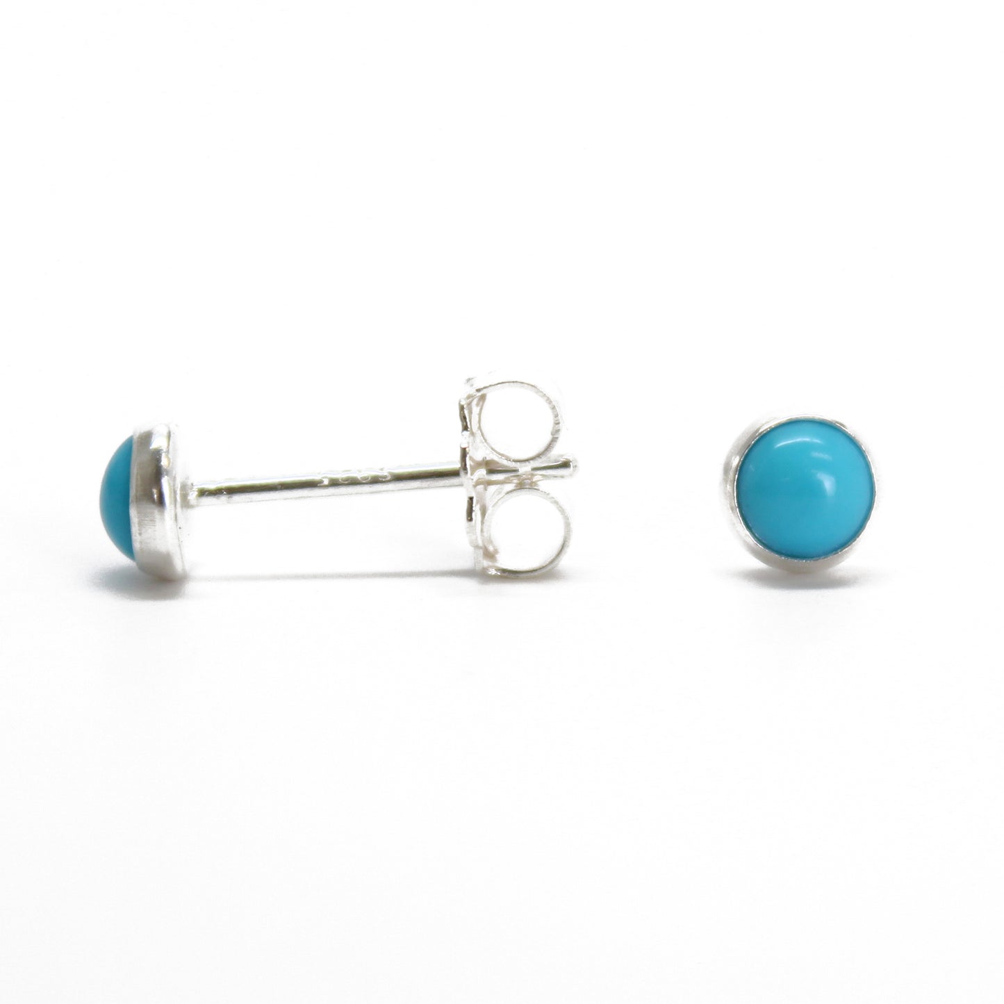 Small 4mm Blue Turquoise Stud Earrings