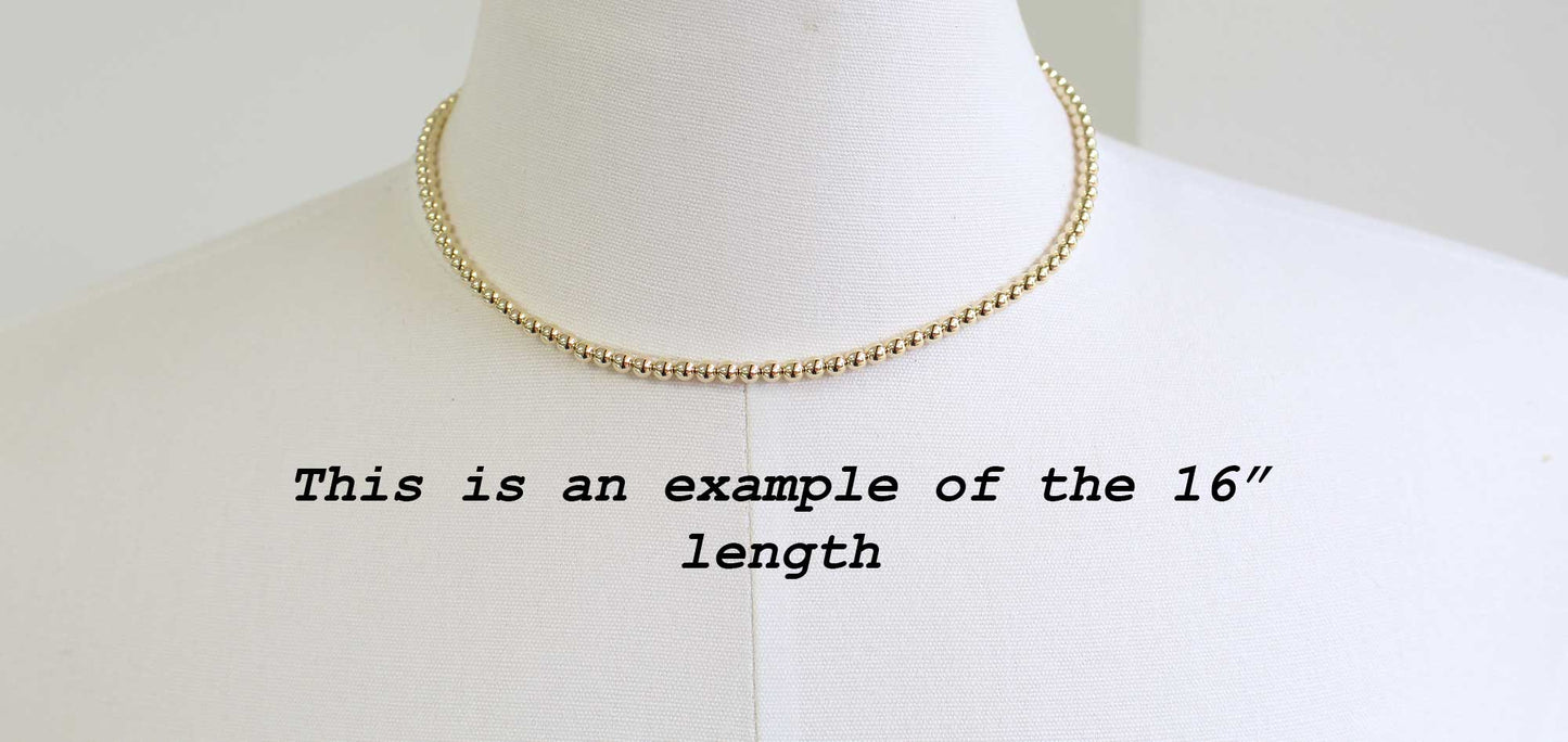 4mm Yellow Gold Filled Bead Necklace Strand