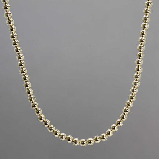 4mm Yellow Gold Filled Bead Necklace Strand