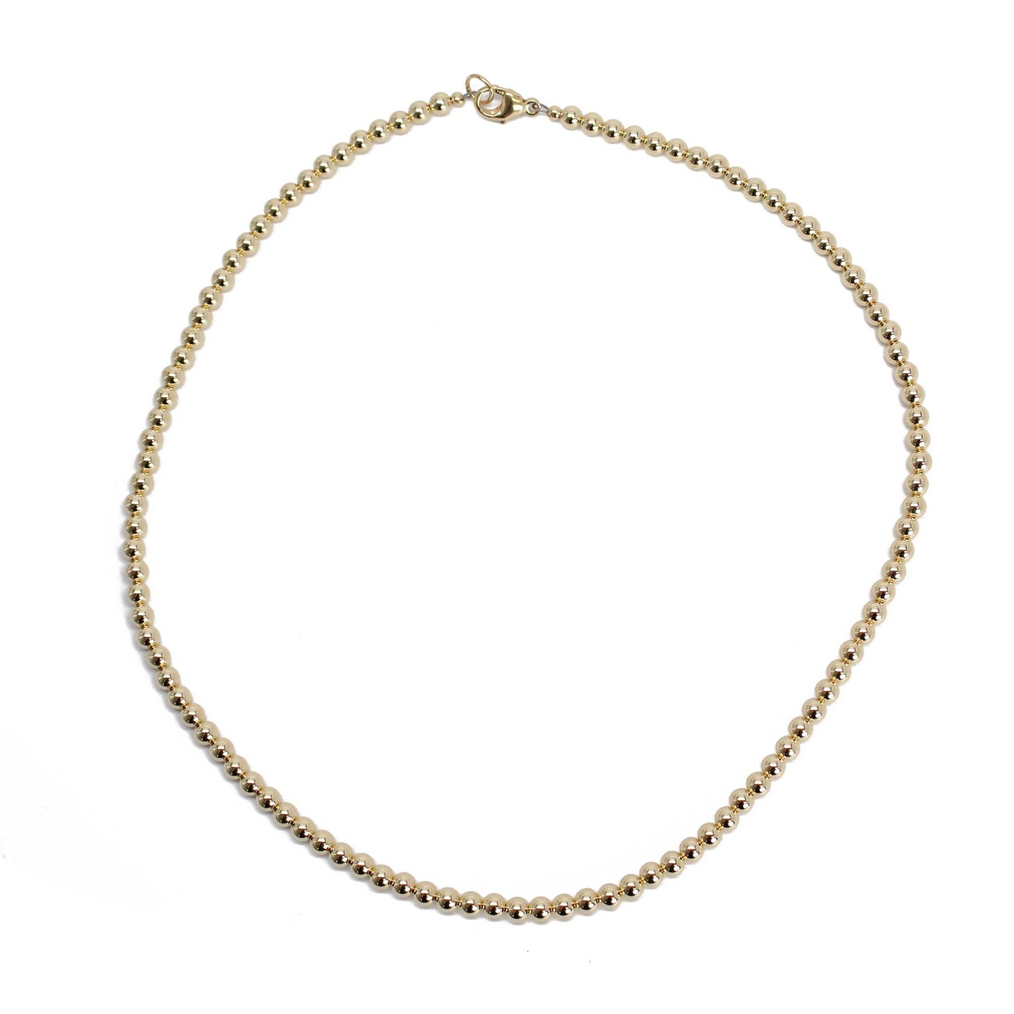 4mm Yellow Gold Filled Bead Necklace Strand