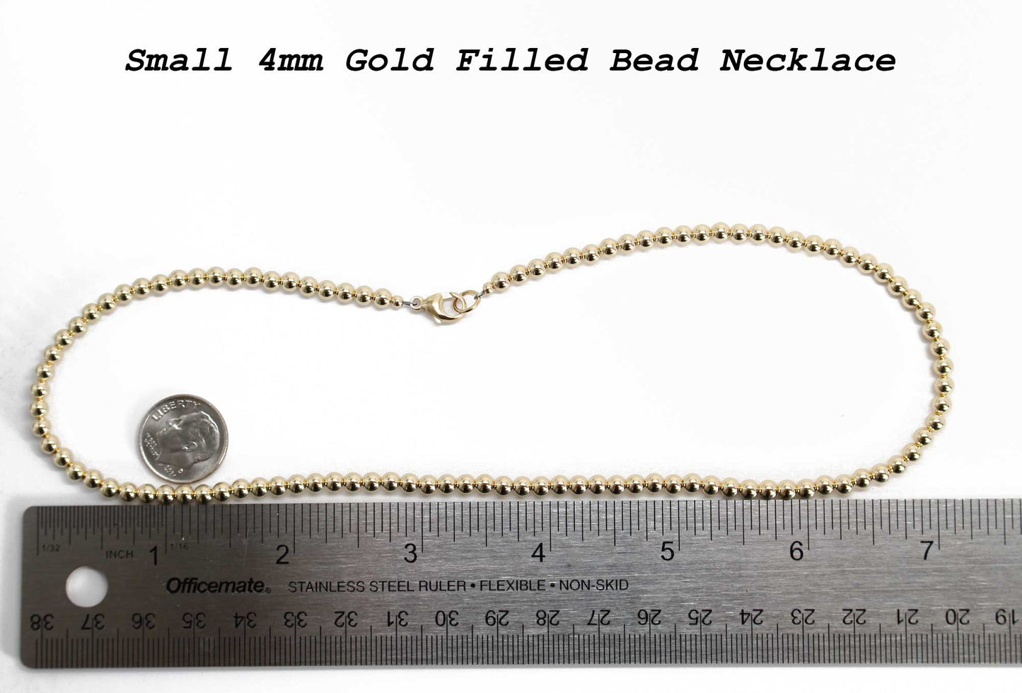 4mm Yellow Gold Filled Bead Necklace Strand