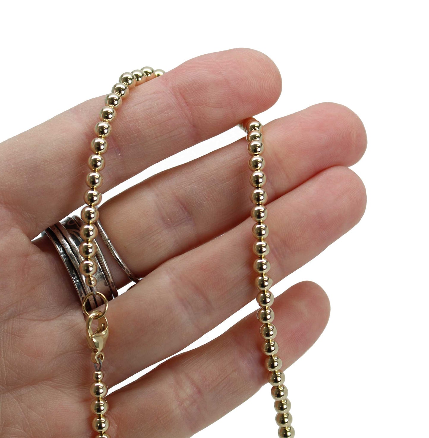 4mm Yellow Gold Filled Bead Necklace Strand