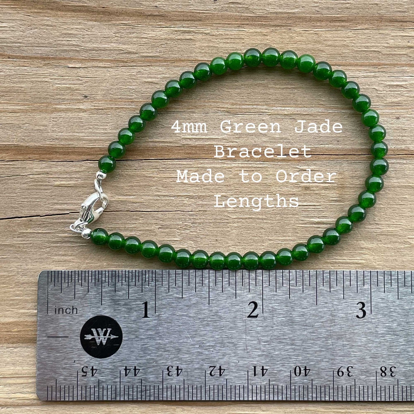 4mm Genuine Green Jade Bracelet with Clasp