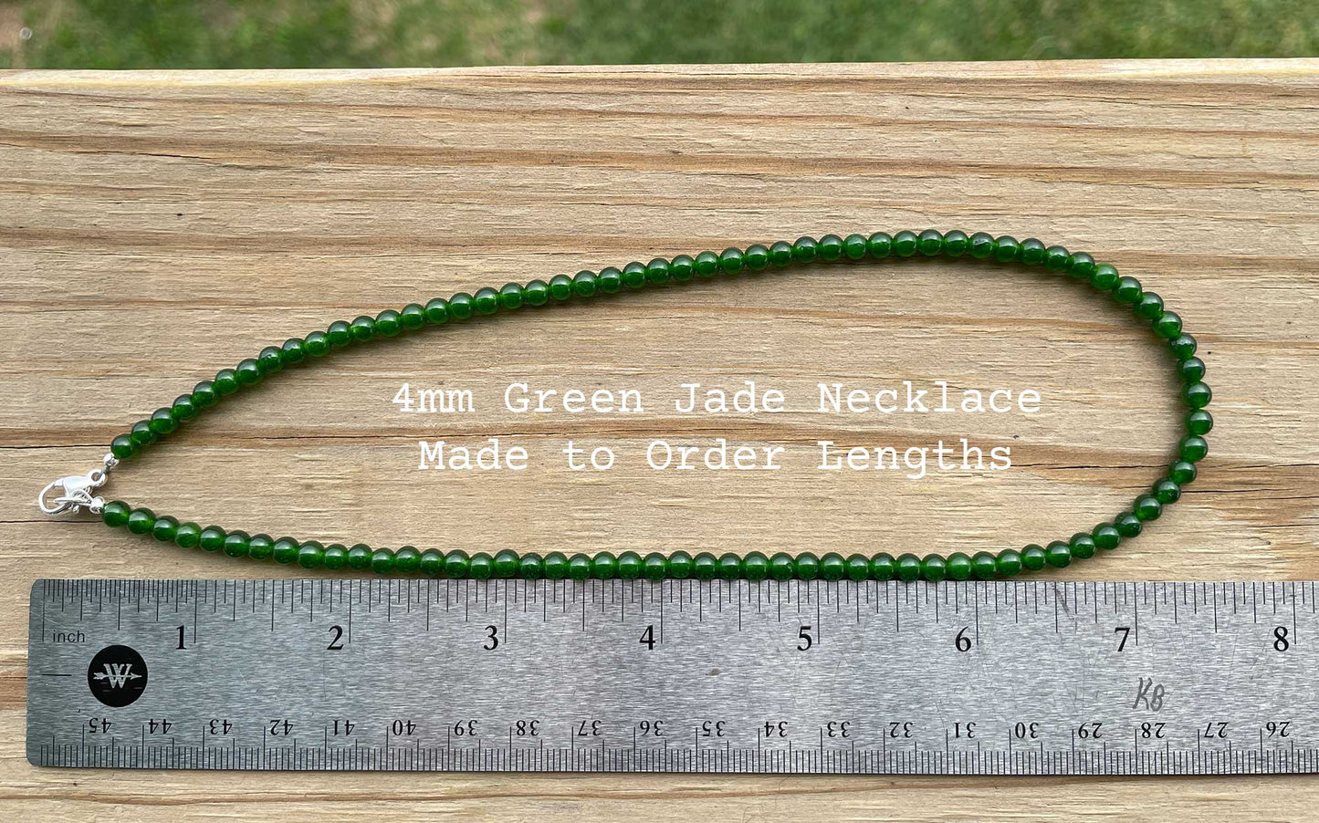 Genuine 4mm Green Jade Bead Necklace