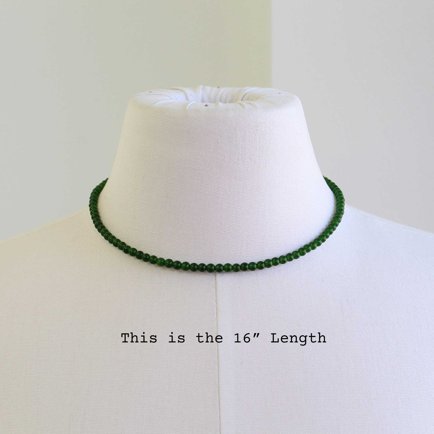 Genuine 4mm Green Jade Bead Necklace