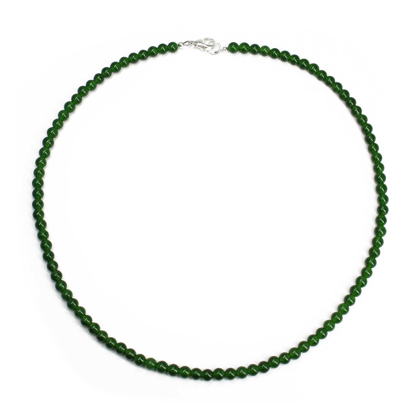 Genuine 4mm Green Jade Bead Necklace