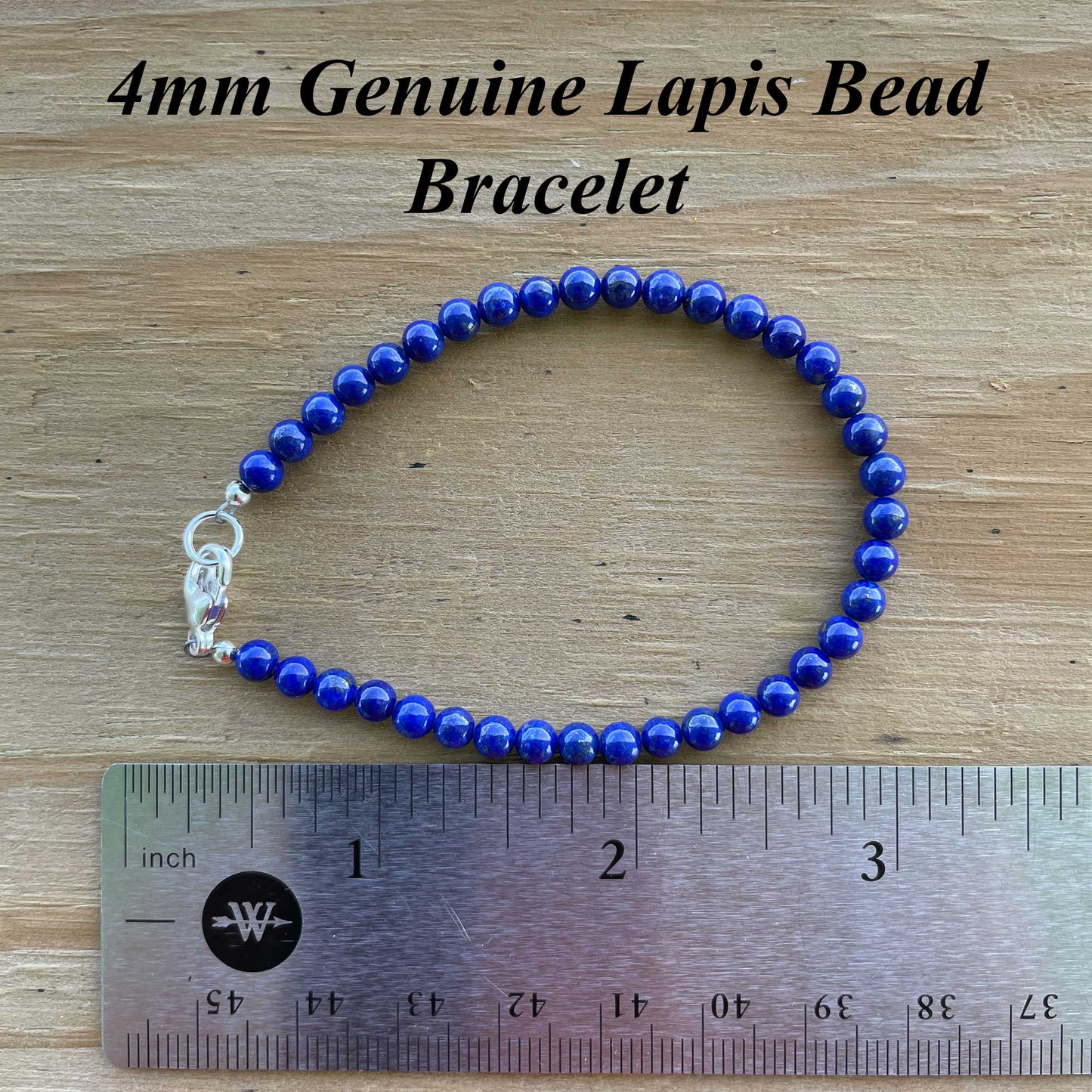 Lapis Lazuli Bracelet, 4mm with Sterling Silver or Gold Filled Clasp