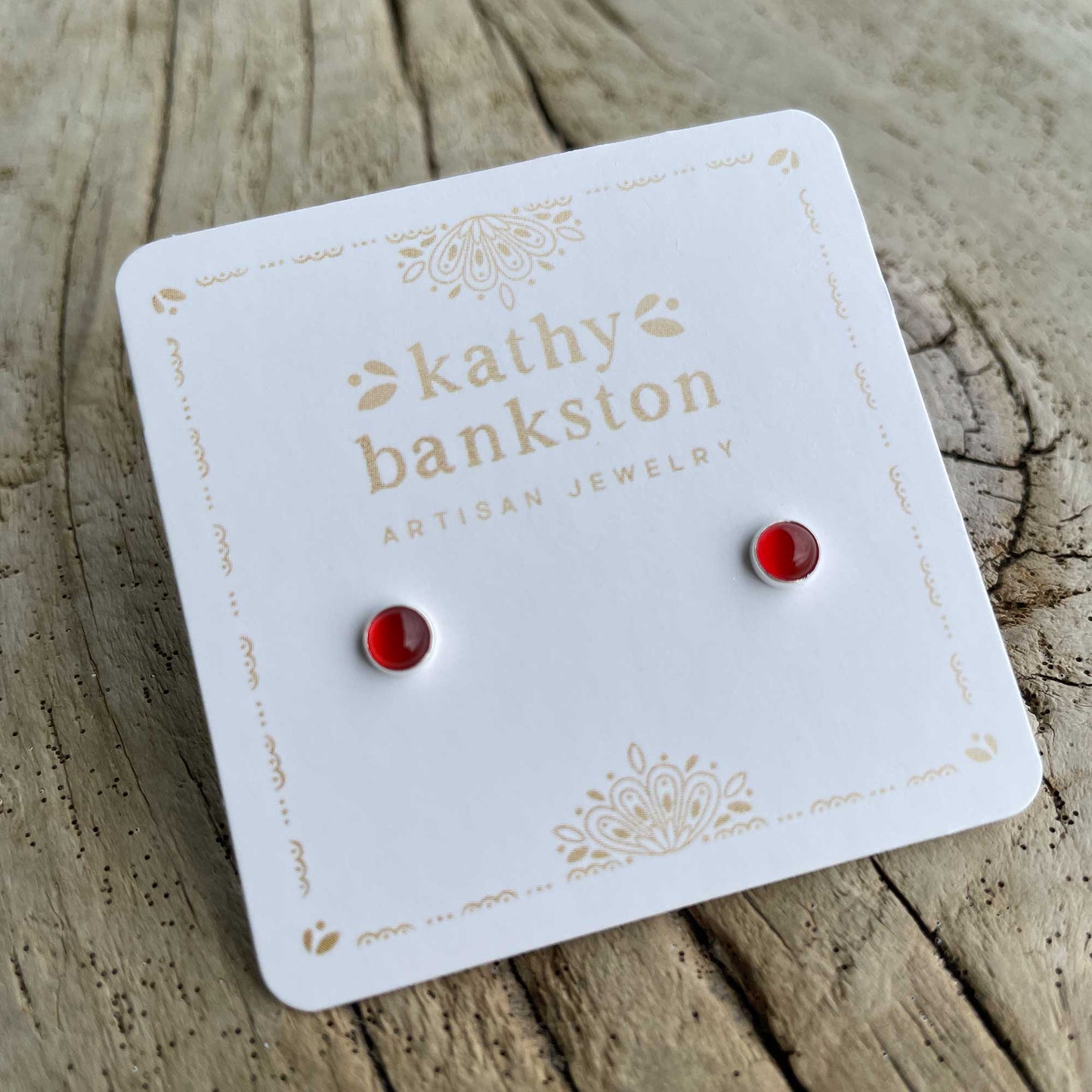 4mm Red Carnelian Stud Earrings
