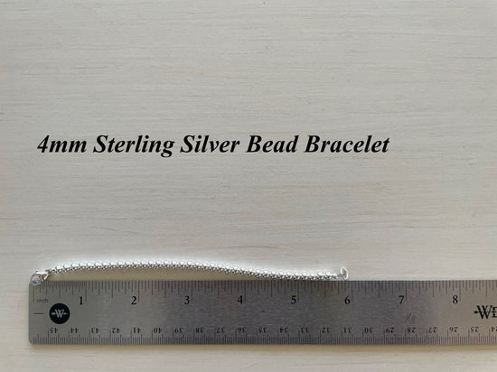 4mm Sterling Silver Bead Bracelet size reference