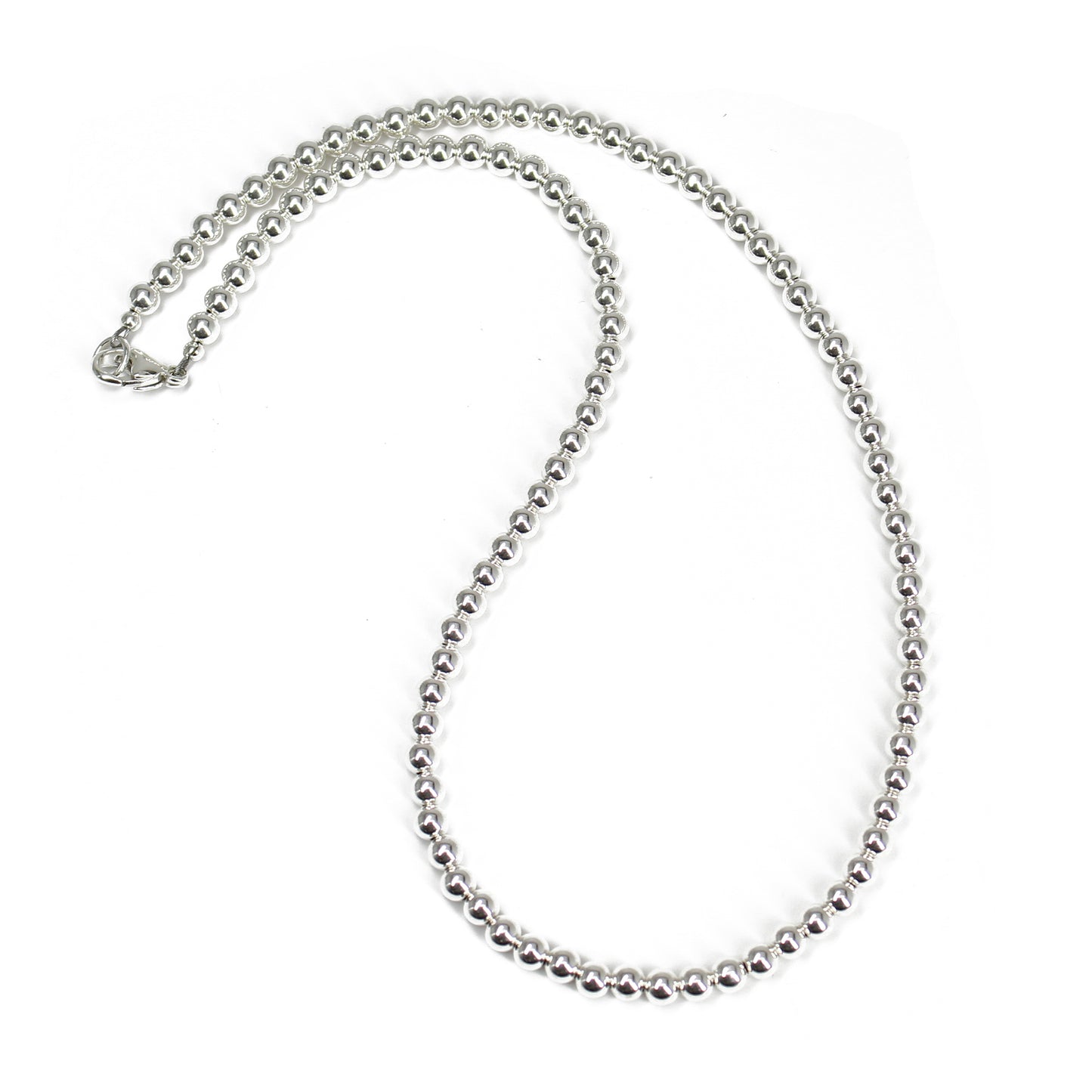 4mm Sterling Silver Bead Necklace Strand