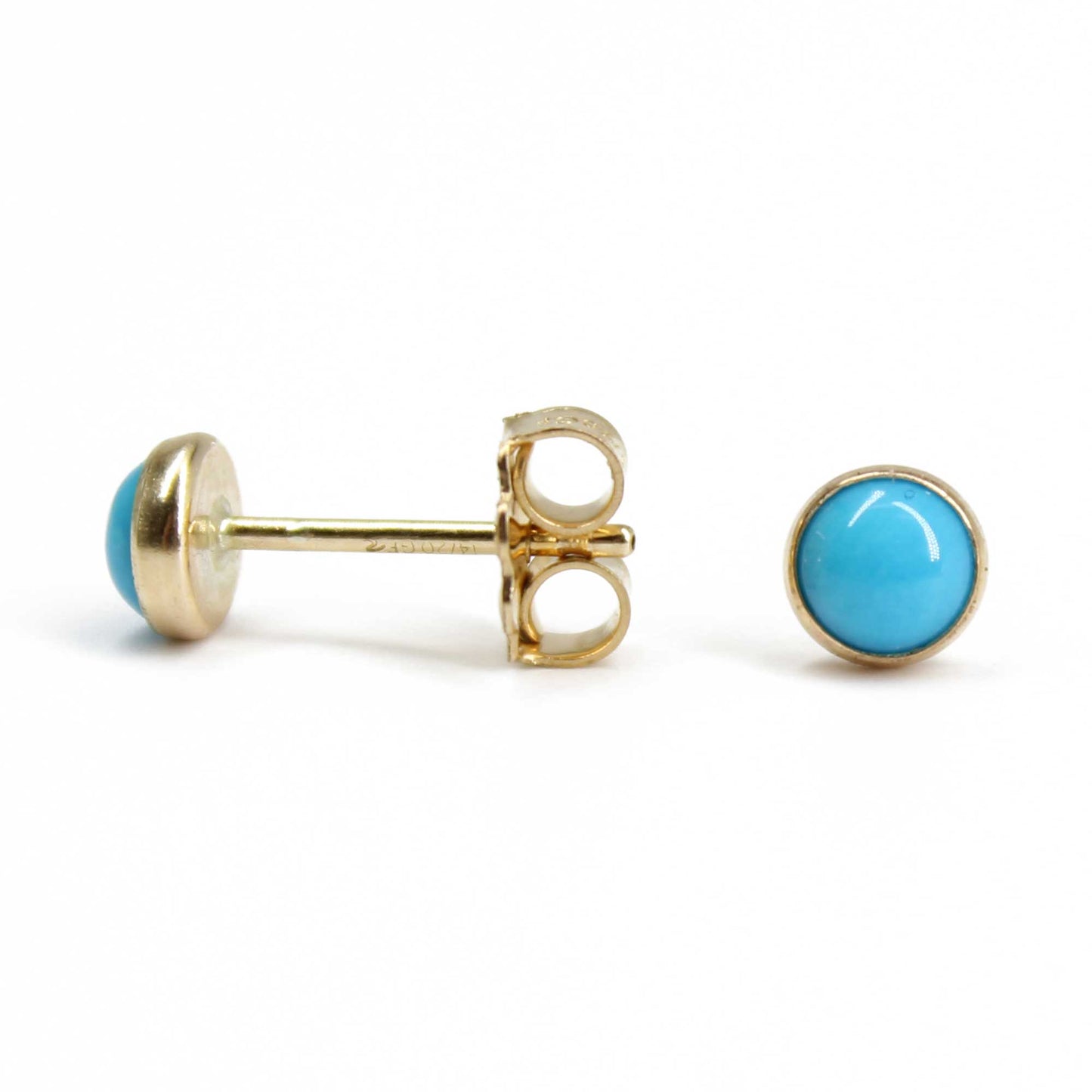 Small 4mm Blue Turquoise Stud Earrings