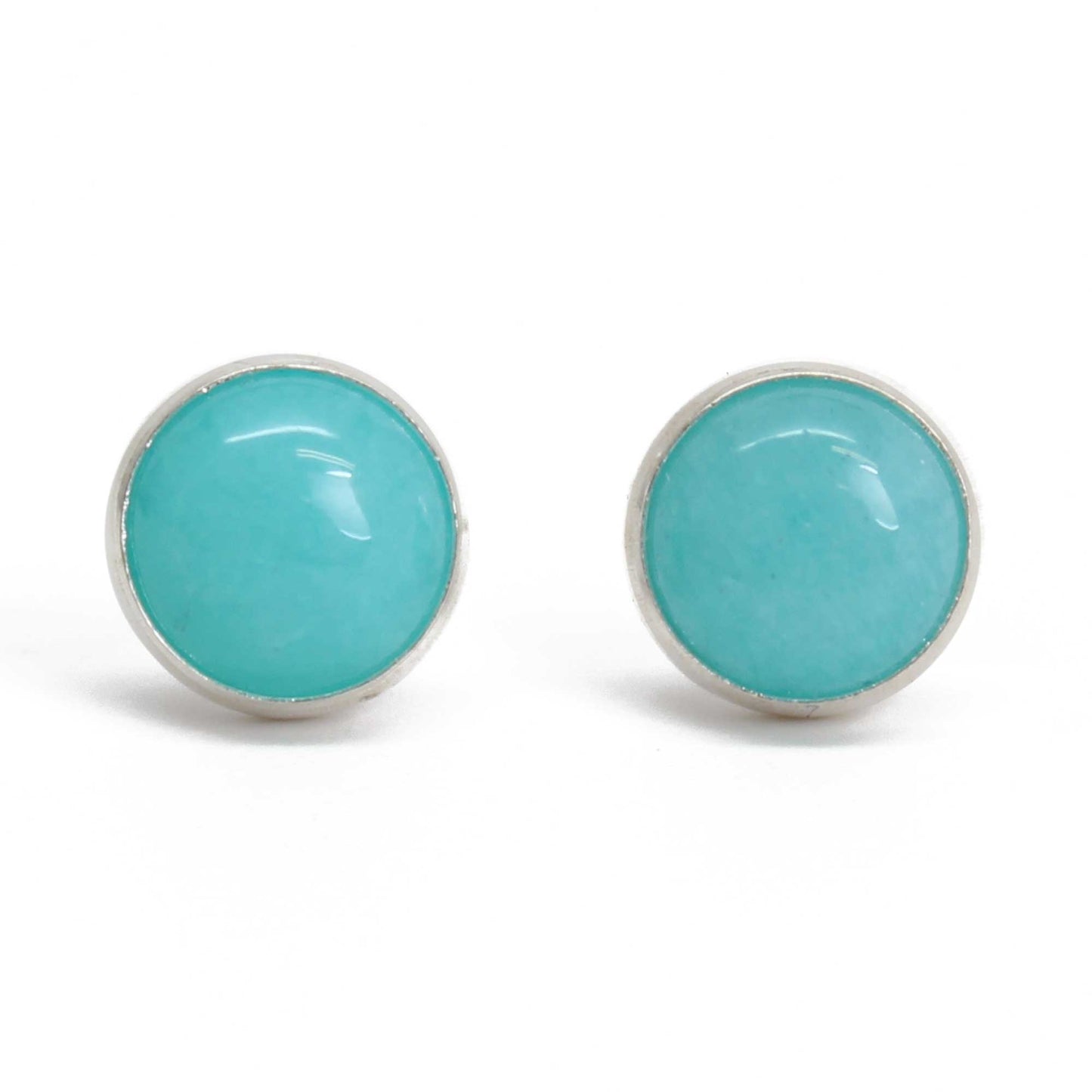 Handmade Amazonite Stud Earrings Sterling Silver