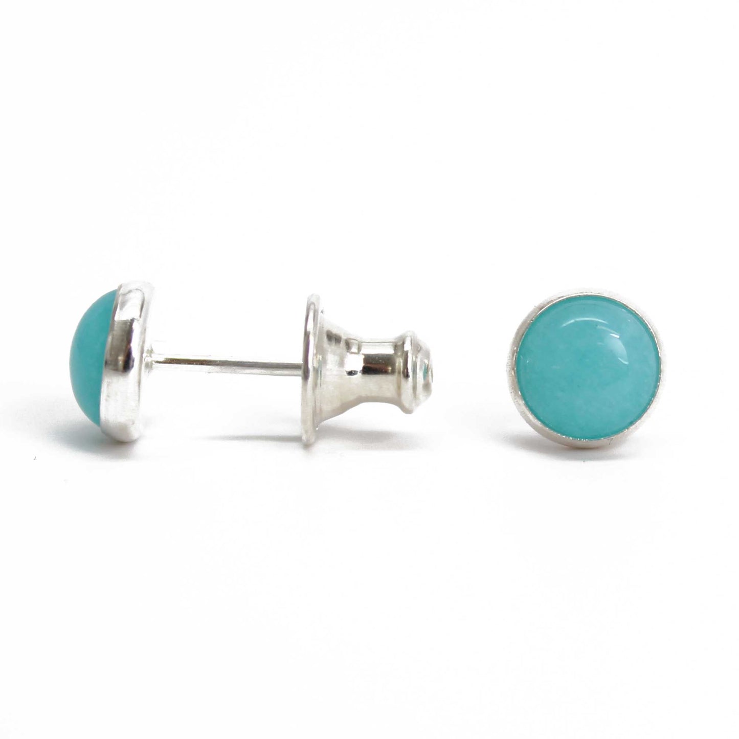 Handmade Amazonite Stud Earrings Sterling Silver