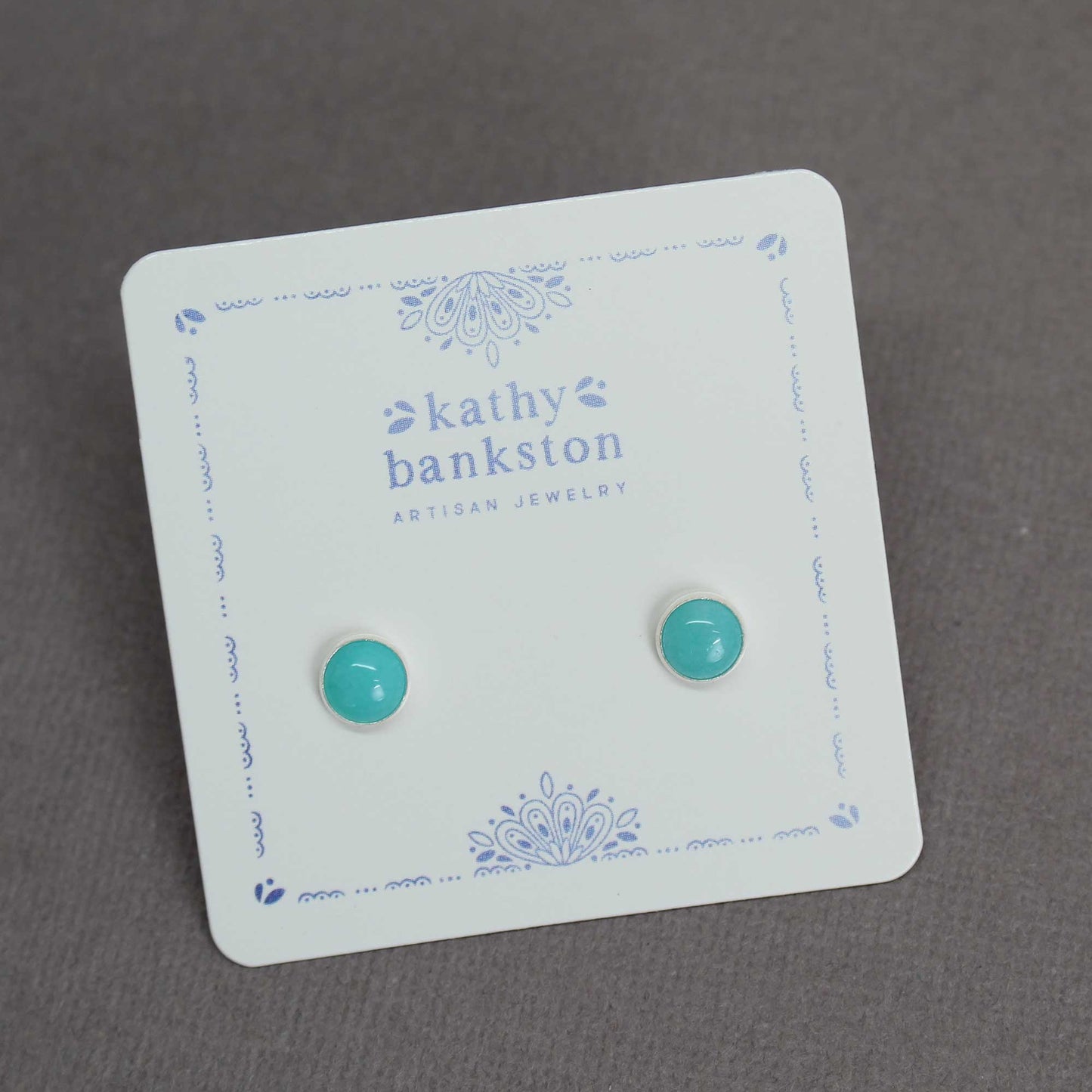 Handmade Amazonite Stud Earrings Sterling Silver