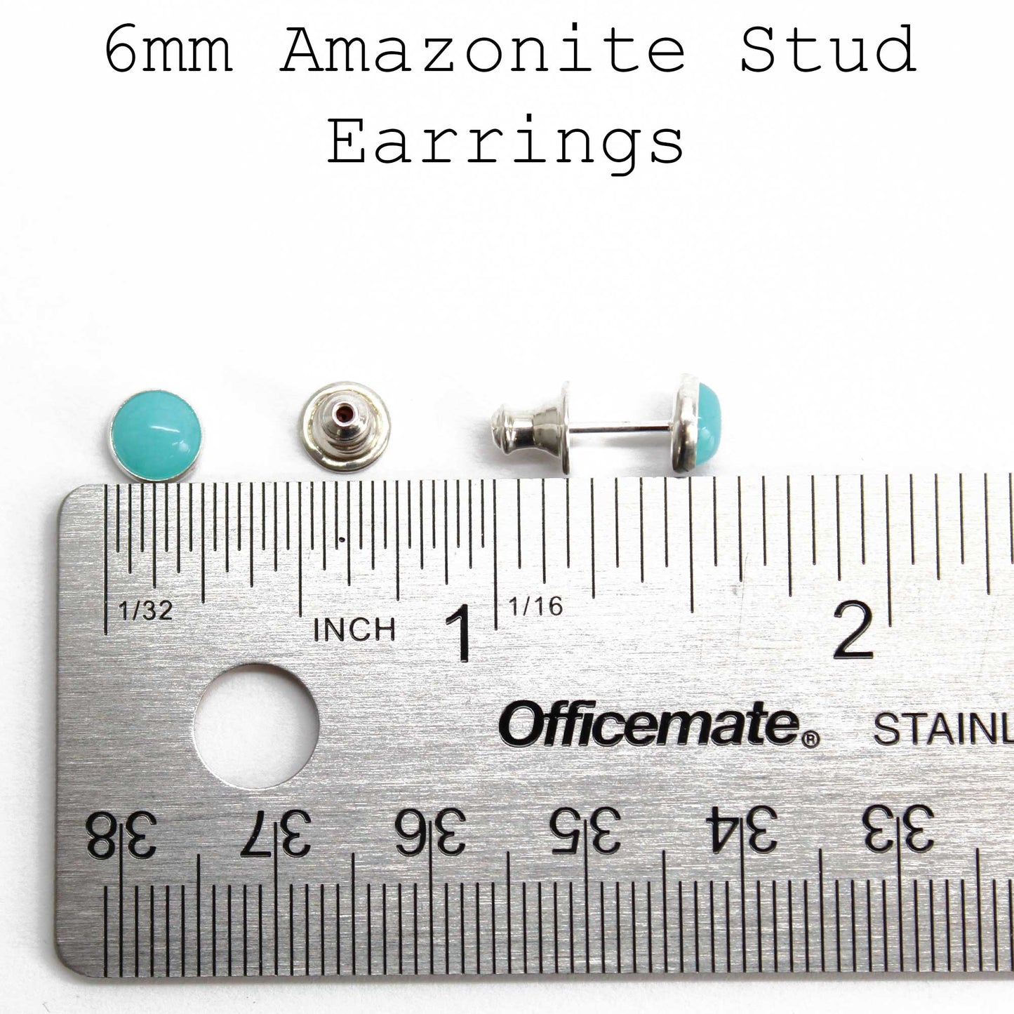 Handmade Amazonite Stud Earrings Sterling Silver