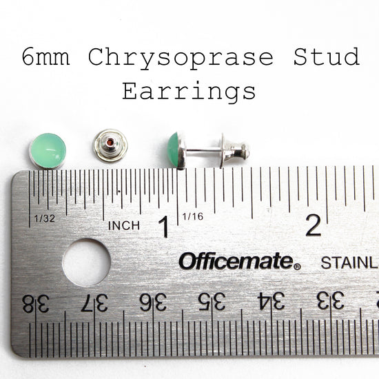 Chrysoprase Stud Earrings in Sterling Silver