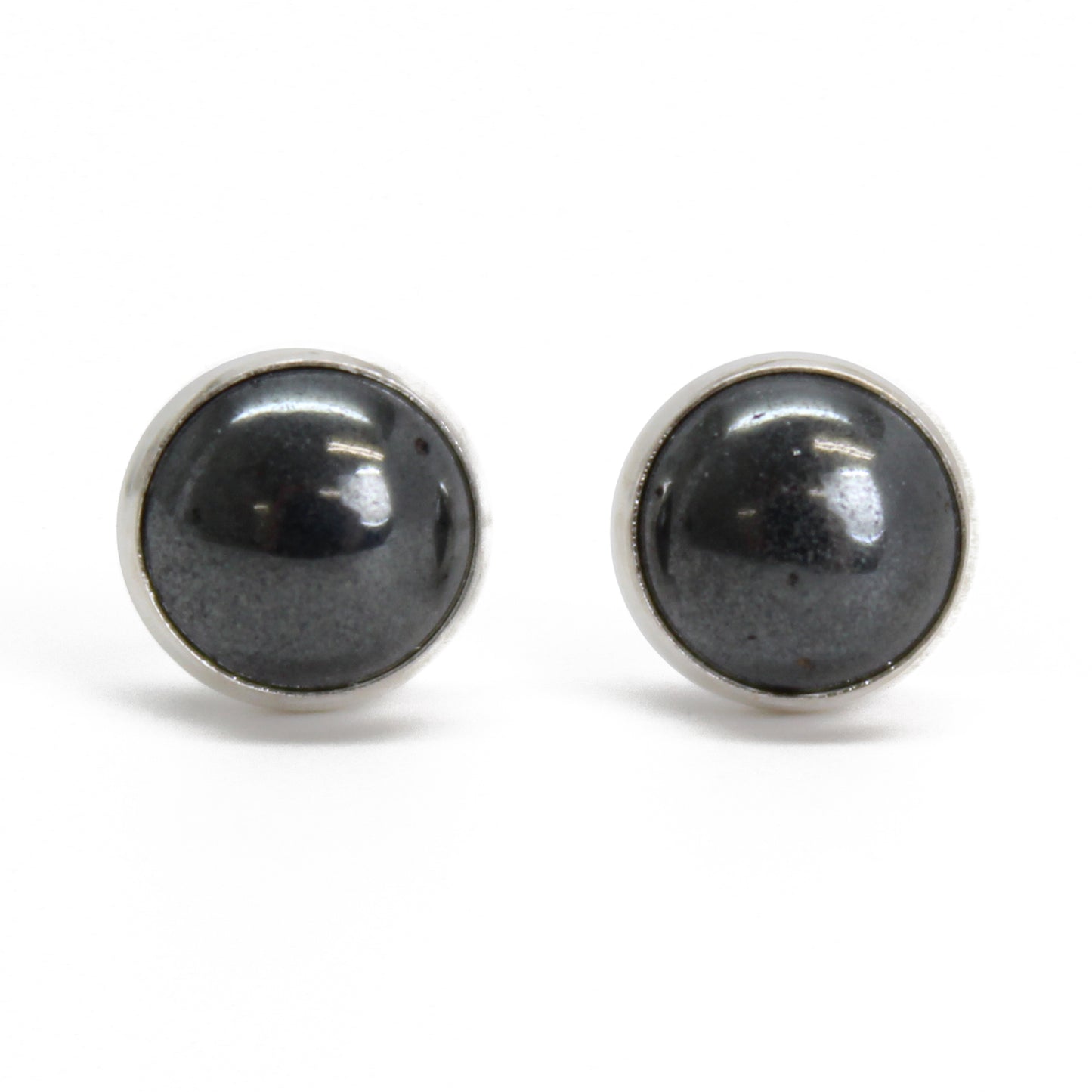6mm Hematite Studs in Sterling Silver