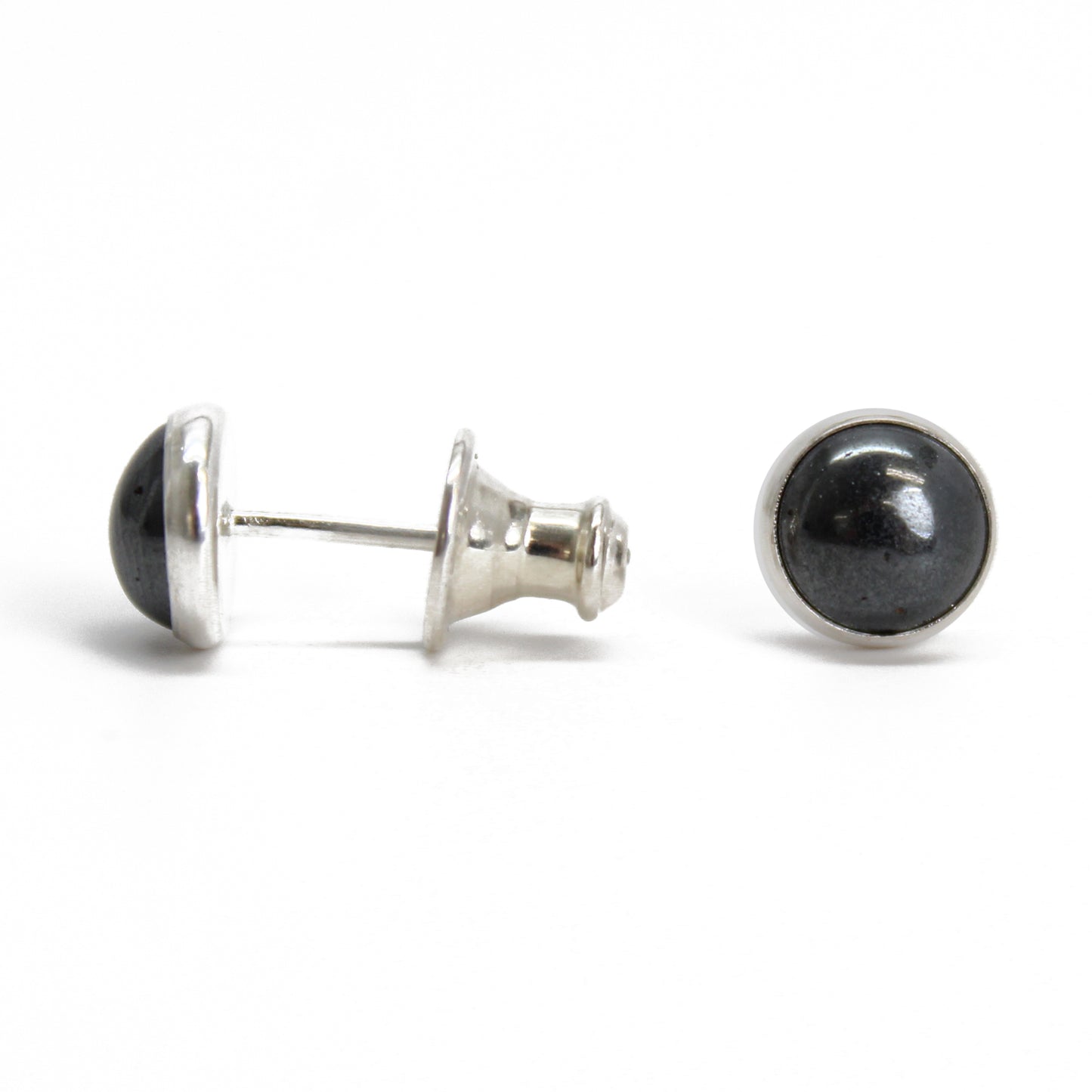6mm Hematite Studs in Sterling Silver