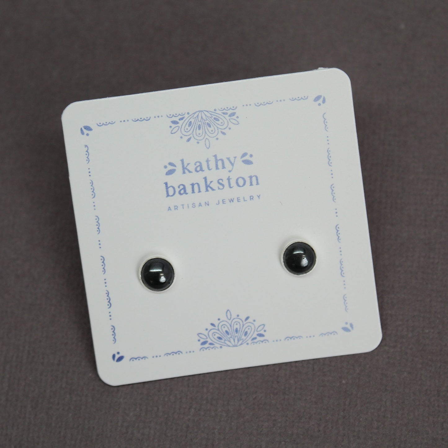 6mm Hematite Studs in Sterling Silver