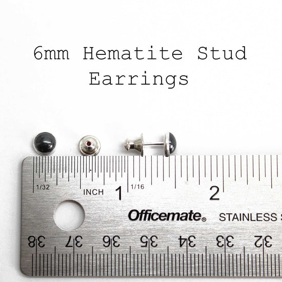 6mm Hematite Studs in Sterling Silver 