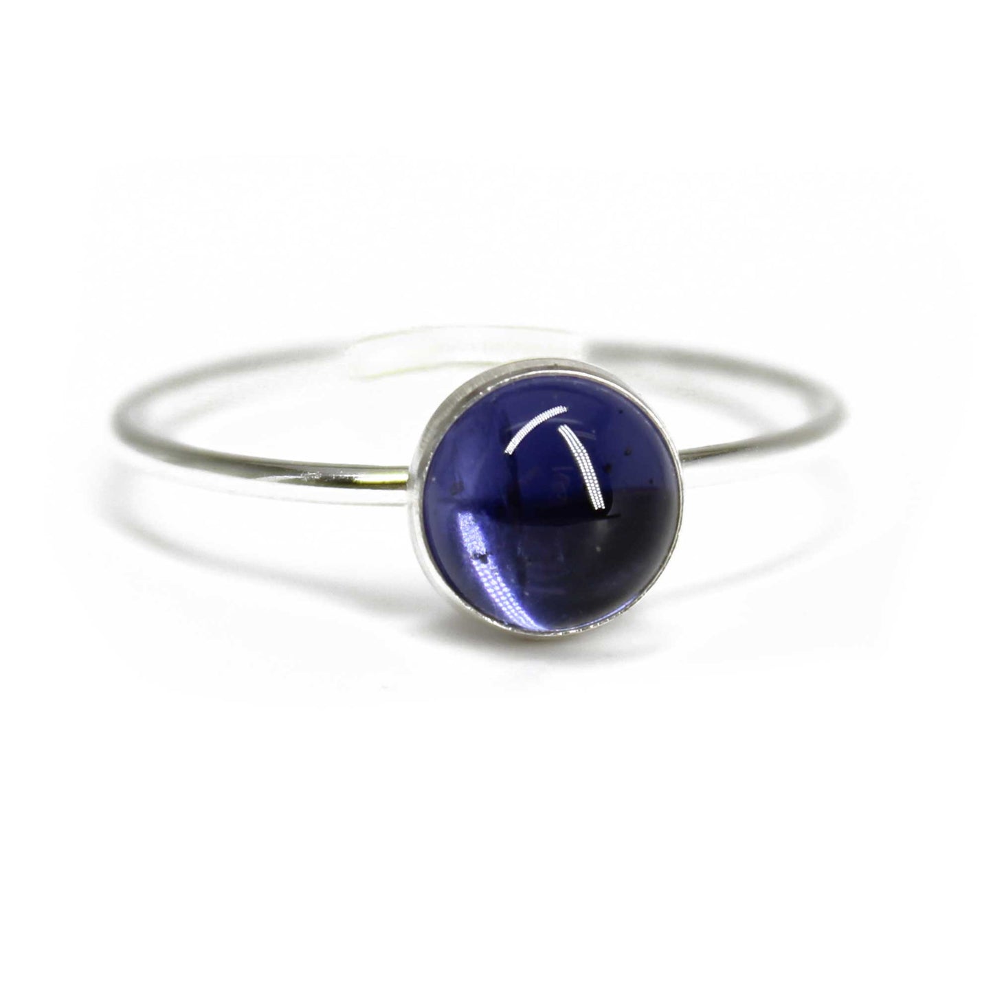 6mm Round Iolite Ring 925 Sterling Silver, Dainty Blue Gemstone Ring