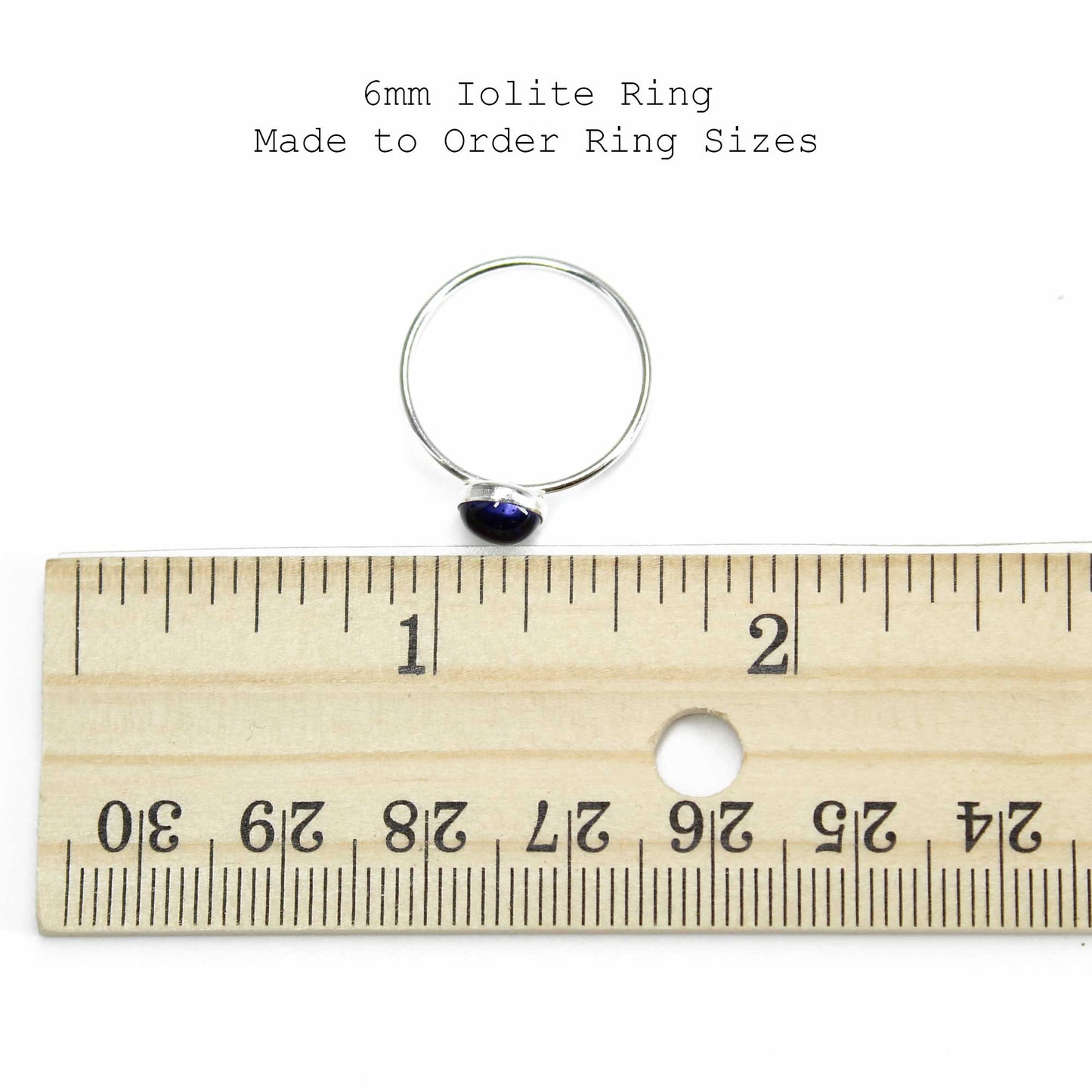 6mm Round Iolite Ring 925 Sterling Silver, Dainty Blue Gemstone Ring