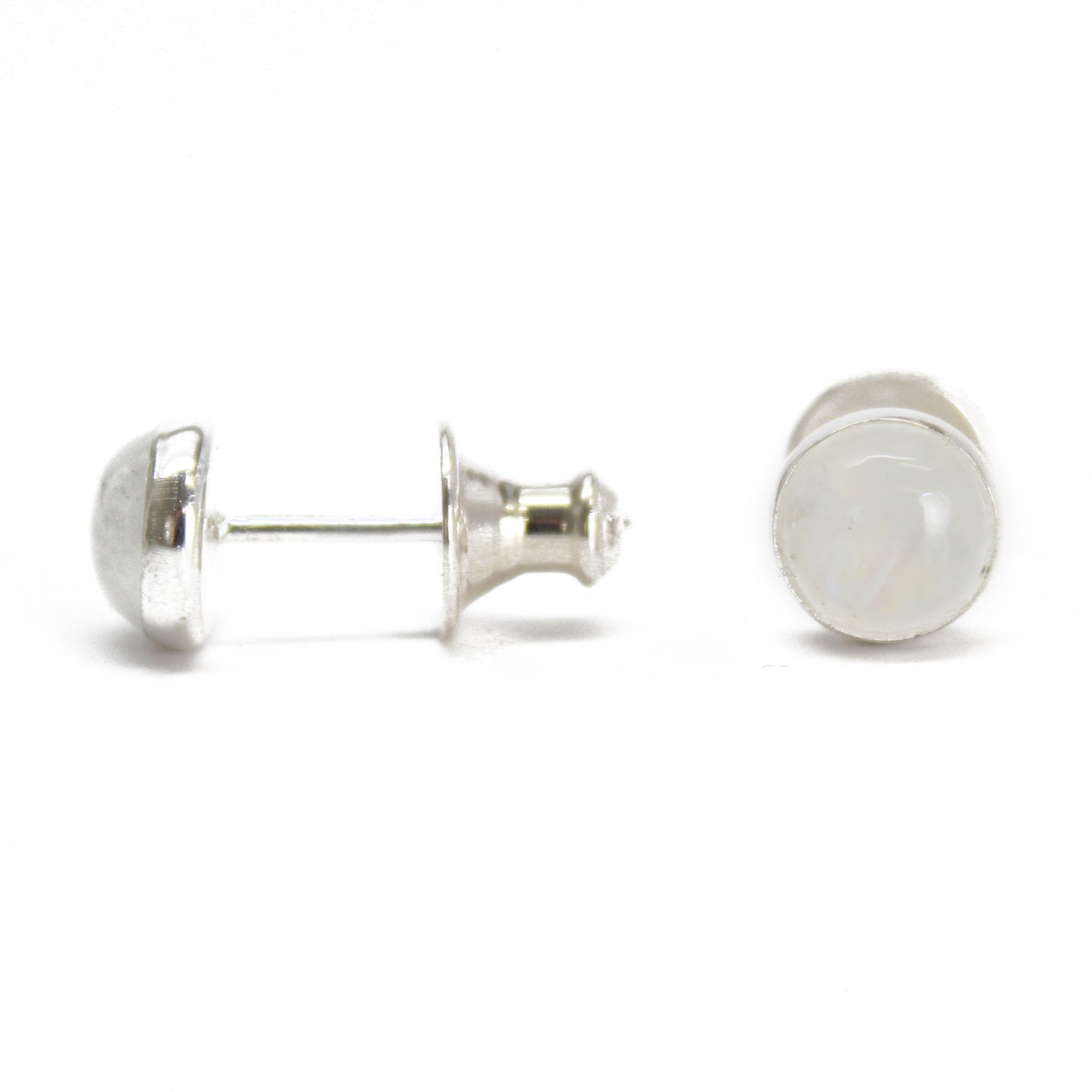 Rainbow Moonstone Stud Earrings with Sterling Silver