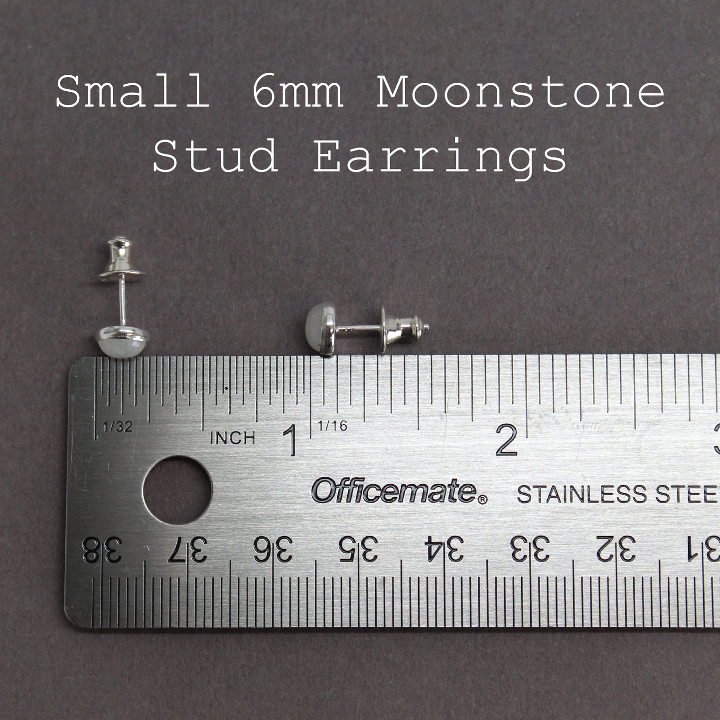 Rainbow Moonstone Stud Earrings with Sterling Silver