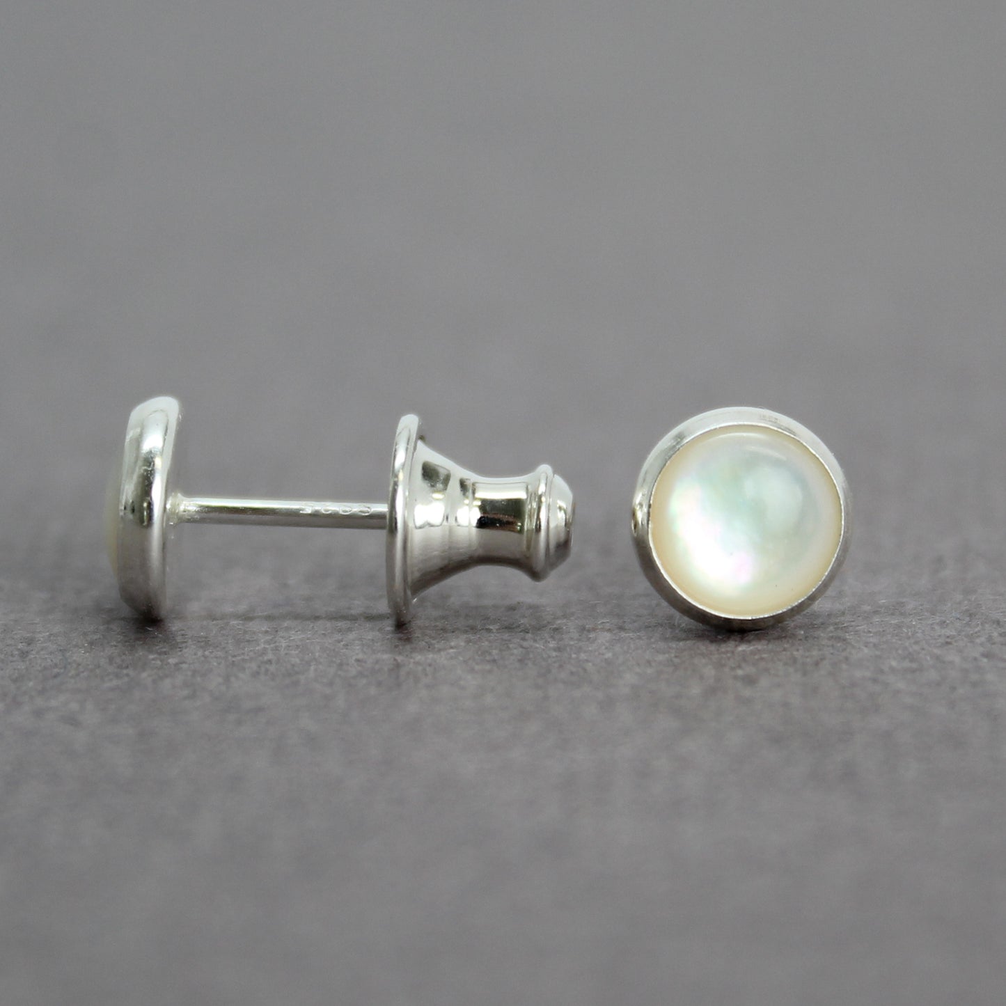6mm Mother of Pearl Stud Earrings in Sterling Silver