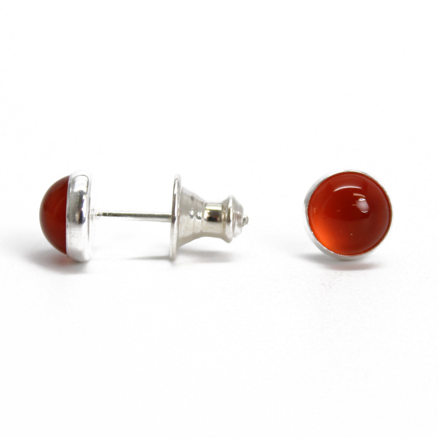 6mm Red Carnelian Stud Earrings