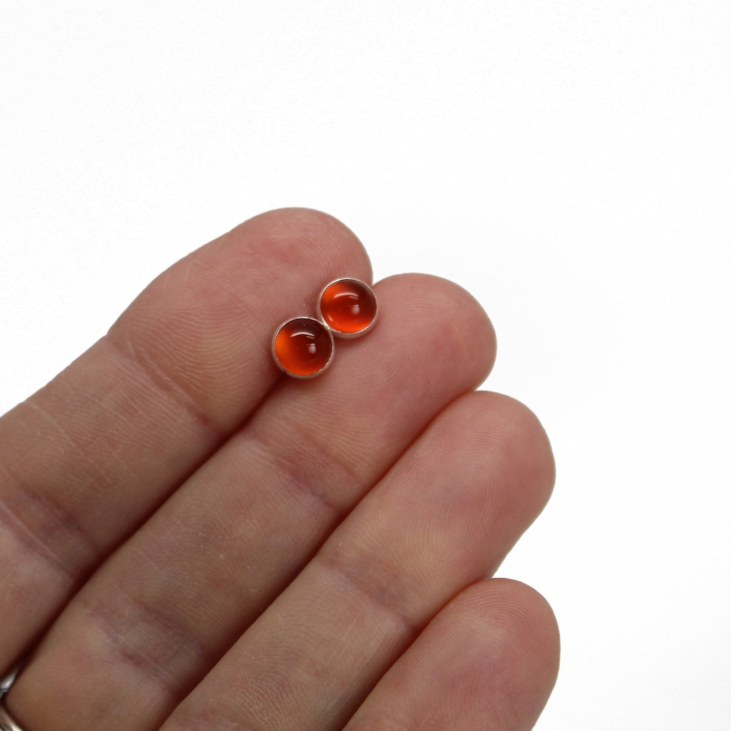 6mm Red Carnelian Stud Earrings
