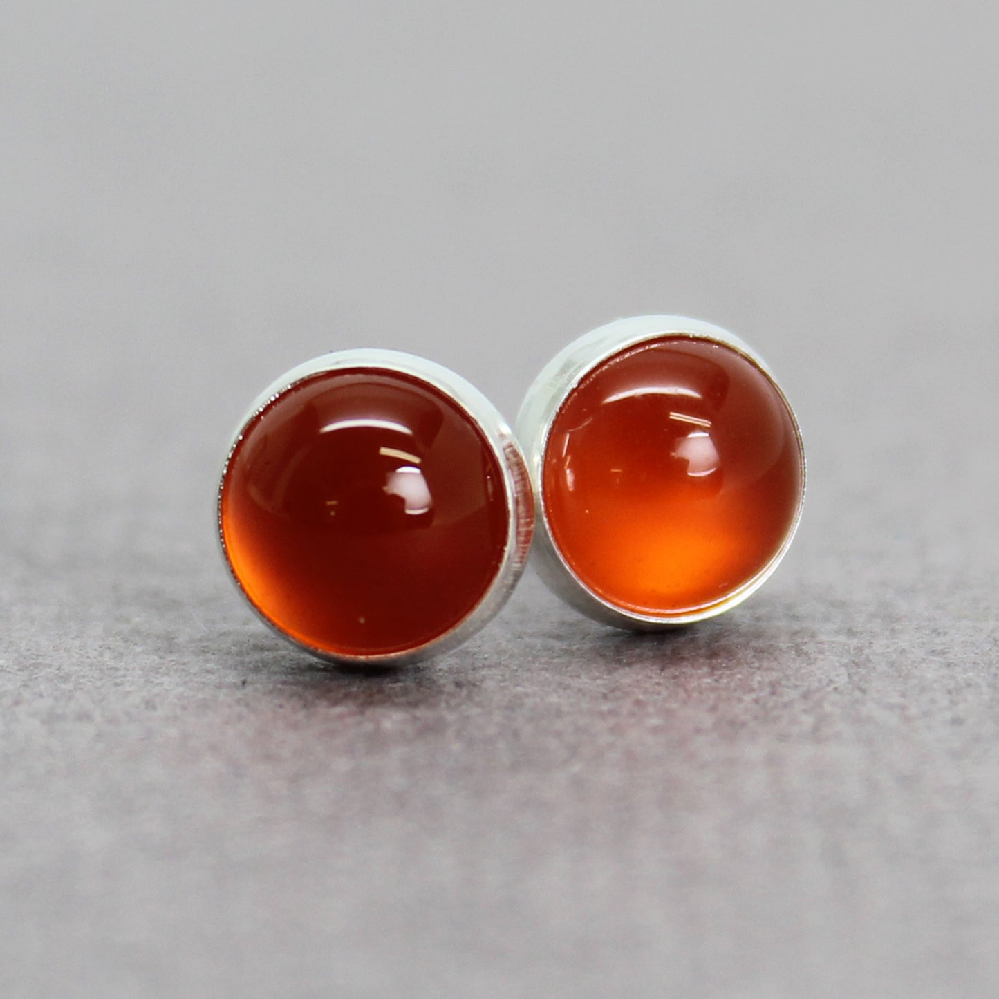 6mm Red Carnelian Stud Earrings