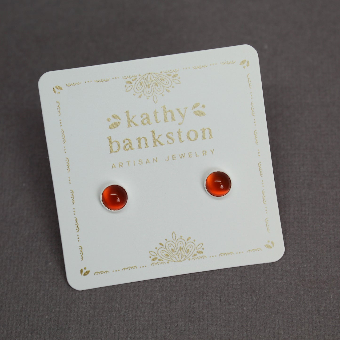 6mm Red Carnelian Stud Earrings
