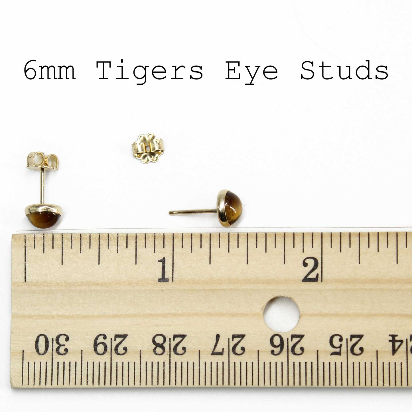 Handmade Tiger Eye Stud Earrings - 14K Gold Fill